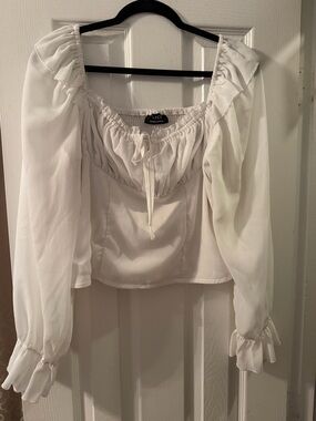 VICI White Square-Neck Puff Sleeve Blouse